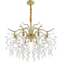 Gojoy – Lustre en cristal doré à 8 branches – Fer et cristal K9 – Éclairage 53,82-161,46 pi² – Longueur de chaîne réglable 30cm