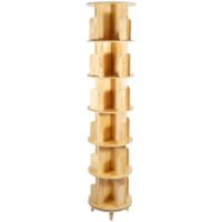 Gojoy – Bibliothèque rotative 6 niveaux – Étagère en bois de pin – Capacité 110 lb par couche – Design minimaliste pour salon et chambre