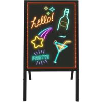 Tableau LED debout - Premier chevalet lumineux avec marqueur à craie néon pour acier rustique - Décoration vintage pour l'école, le mariage, le bar, le restaurant, la cuisine et la maison