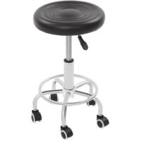 Tabouret à roulettes Tabouret de travail Tabouret cosmétique Chaise de bar Tabouret de cabinet Tabouret de coiffeur avec roulettes, hauteur réglable, rotation à 360°, noir
