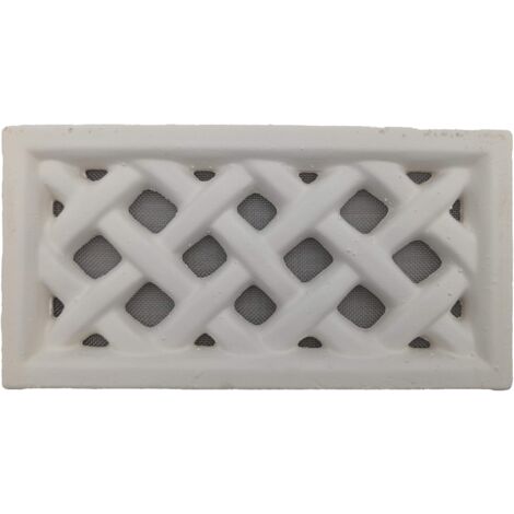 DMS – Grille d’aération VMC en terre cuite blanche 13x24 cm – Résistante aux intempéries – Moustiquaire anti-nuisibles intégrée – Fabrication française