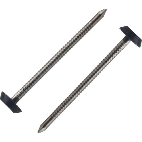 DMS – Clou à tête plate 2,50 x 40 mm – Tête plastifiée gris anthracite RAL 7016 – Inox – Boîte de 100 pièces – Résistance à l'arrachement (1/3)