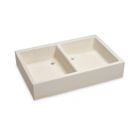Evier 2 vasque béton – Couleur Champagne RAL 1733 – Pour extérieur