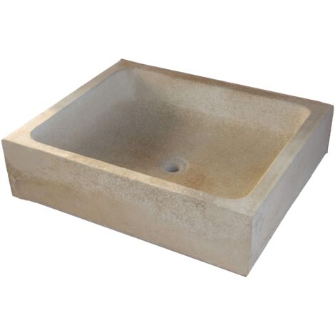 Evier vasque rectangulaire béton – Couleur Champagne RAL 1733 – Pour extérieur