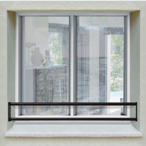 Barre d’appui 2 lisses pour fenêtre 170 cm (cote tableau) – Acier rond d40 mm – Prépeinte noir – Fixation Platine réglable (1/4)