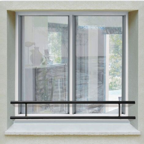 Barre d’appui 2 lisses pour fenêtre 95 cm (cote tableau) – Acier rond d40 mm – Prépeinte noir – Fixation par Scellement (1/4)