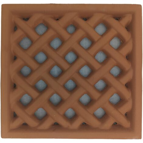 DMS – Grille d'aération VMC rectangulaire en terre cuite 24x25 cm – Résistante aux intempéries – Moustiquaire anti-nuisibles en inox – Pose à sceller