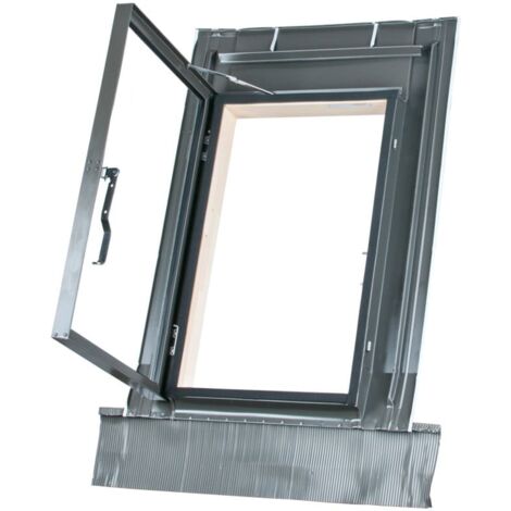 DMS – Fenêtre de toit 73 x 45 cm – Aluminium gris – Double vitrage 3Hx8x3 – Compatible toutes tuiles – Angle de pose 15° à 65°