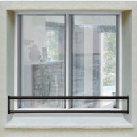 Barre d’appui 2 lisses pour fenêtre 110 cm (cote tableau) – Acier rond d40 mm – Prépeinte noir – Fixation Platine fixe