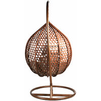 Nardo Rattan Hanging Egg Chair for Patio Garden Indoor Outdoor Hammock Swing chair Garden Furniture Wicker with Free Cushion Brown, Large