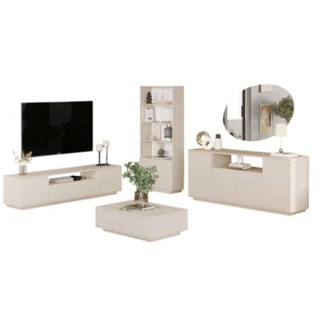 Conjunto Muebles Tv, Mesa Auxiliar, Consola Y Estantería Blanco