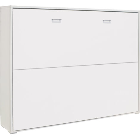 Cama Abatible Horizontal De Matrimonio 135X190 Color Blanco