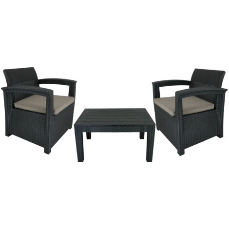 Juego De Muebles De Jardín Antracita (2 Sillas, Mesa) 0852 (1/3)
