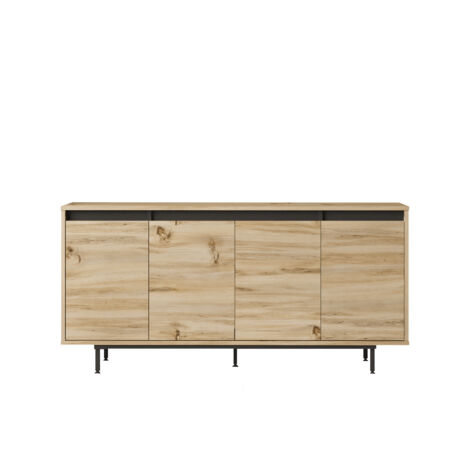 Aparador Luvio Con 4 Puertas Patas De Metal 160 Cm Negro