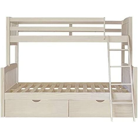 Venprodin - Litera Infantil de Matrimonio Triple de Madera Maciza  190x90/190x135 - Color Blanco