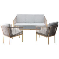 Juego Muebles De Jardín Mesa De Centro + Sofá + 2 Sillas