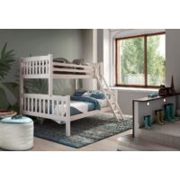 Litera Infantil de Matrimonio Triple de Madera Maciza  Venprodin  190x90/190x135  Color Blanco