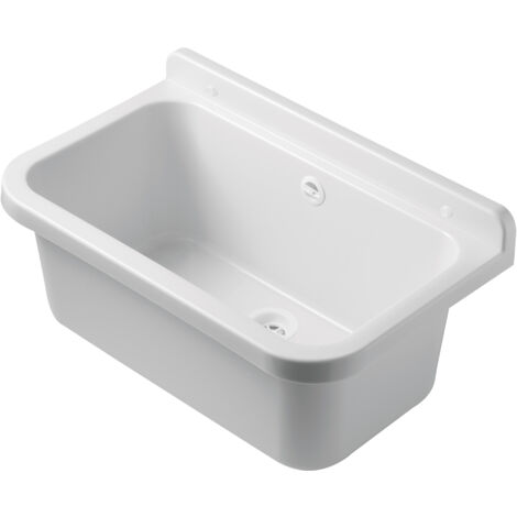 Bac à laver mural 55 en polypropylène brillant – Dimensions 55x34x21cm – Résistant aux acides – Capacité 18L – Siphon inclus – Cr Smart