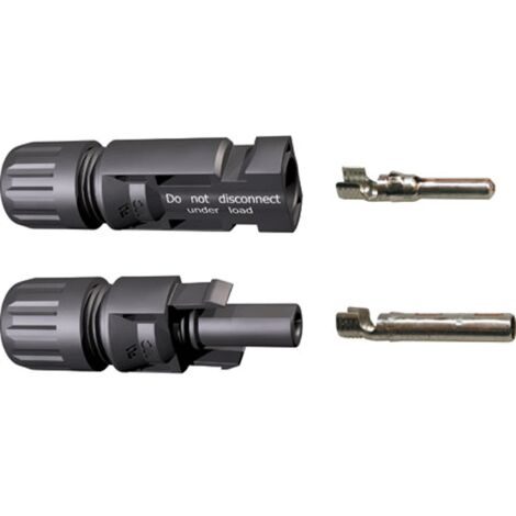 Paire de connecteurs mâle femelle MC4 – Système de contact multi lamelles – Compatible câbles 2,5 à 4 mm² – Tension 1000V, courant 20A – Multi Contact