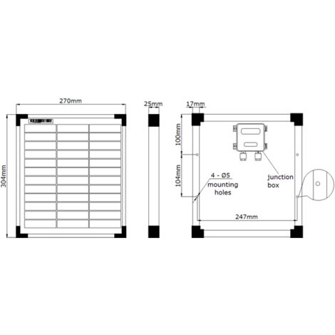 Kit panneau solaire polycristallin 10W 12V et régulateur 5A