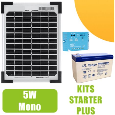 Kit solaire autonome 5W 12V – Régulateur 5A – Batterie 12V 7Ah – Pour petits éclairages et pompes sur sites isolés – Ohm-Easy