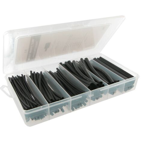 Coffret de 100 gaines thermorétractables noires 100mm – Température de rétrécissement 120°C – Rapport 2:1 – Polyoléfine pour protection thermique – Ohm-Easy (1/5)