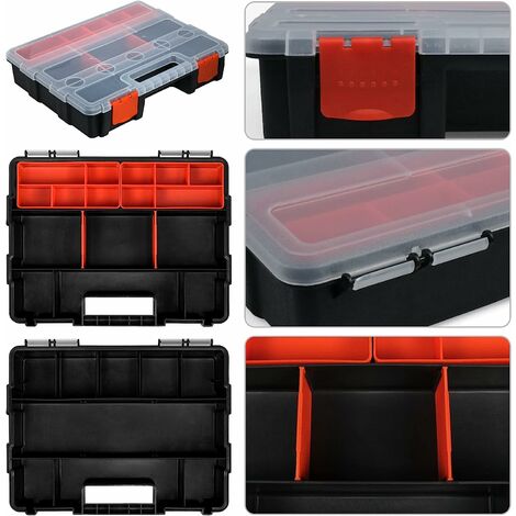 Boîte de rangement en plastique Viso, 9 compartiments amovibles - Ranges  outils, casiers à vis