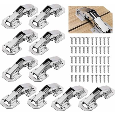 10 PCS Charniere Porte Placard avec Vis, 3 Pouces 90°Charniere Meuble pour Armoires de Porte Cuisine