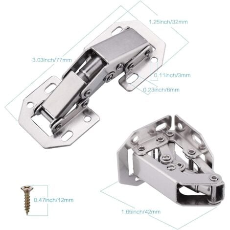 10 PCS Charniere Porte Placard avec Vis, 3 Pouces 90°Charniere Meuble pour Armoires de Porte Cuisine