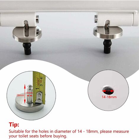 Charnières Abattant WC à Dégagement Rapide – Fixations Inox Avec Caoutchouc – Silver – Pour Toilettes Standard