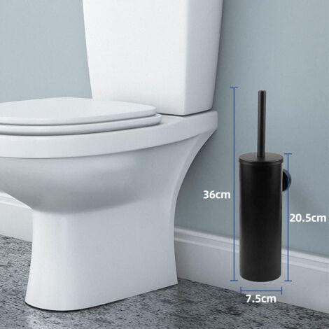 Brosse de Toilette avec Porte-balai WC Mural et Support avec Couvercle pour Salle de Bains en Acier Inoxydable Noir