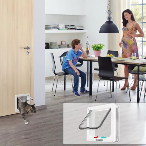 Chatière pour Chat avec Magnétique à 4 Voies-Porte pour Animaux de Compagnie avec Tunnel 20 x 19 cm