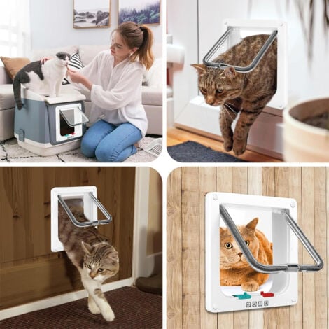 Chatière pour Chat avec Magnétique à 4 Voies-Porte pour Animaux de Compagnie avec Tunnel 20 x 19 cm