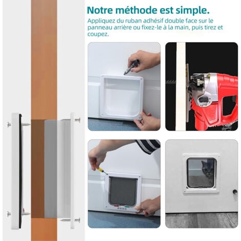 Chatière pour Chat avec Magnétique à 4 Voies-Porte pour Animaux de Compagnie avec Tunnel 20 x 19 cm