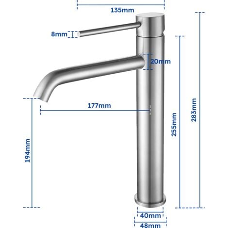 Robinet Salle de Bain, Mitigeur de Lavabo Bec 45°,Chaud Froid Réglable,Robinet Lavabo en Acier Inoxydable - Chromé