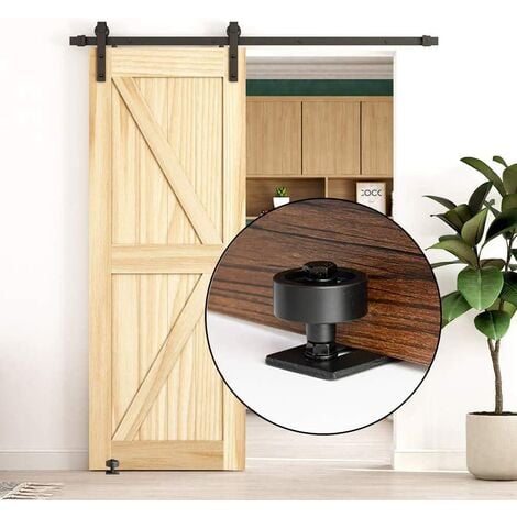 1pcs Guide de Porte Coulissante Robuste en Acier-au Carbone Noir-Rouleau Réglable-Système de Fixation Murale