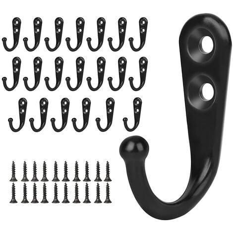 20 Pièces Crochets Porte Manteau-Porte Muraux Patère Vintage-Rétro Crochet de Manteau Métal avec Vis Noir
