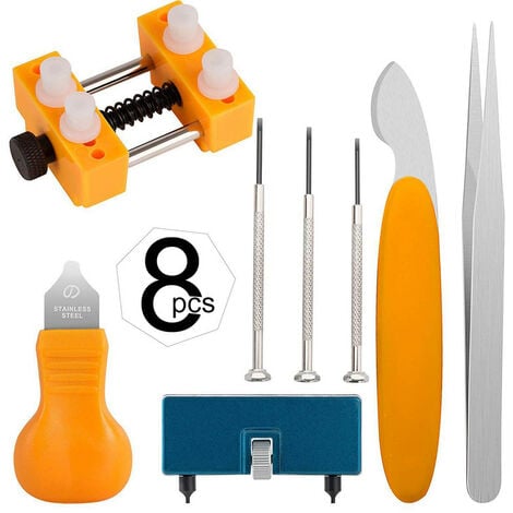 8Pcs Outil Changement Pile Montre Kits-Ouvre Boitier Montre Utilisé pour Ouvrir le couvercle de la Montre en Tournant Réparation