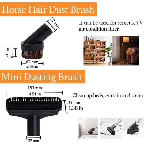 6 Pièces Accessoires pour Aspirateur-Convient aux Aspirateurs de Calibre 32 mm à 35 mm-pour Embout Aspirateur Karcher, Rowenta, Hoover, Xoiture, Bosch, Miele