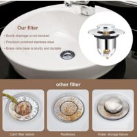 2 Filtres De Vidange D'Évier Pop-Up En Inox - Bouchon Avec Filtre à Cheveux, Pour Lavabo Ou Douche - 7