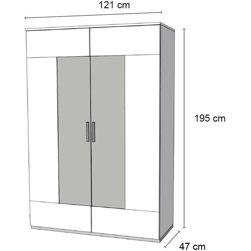 Credenza Vetrina quercia bianca 2 ante vetro L.121 cm - Dream