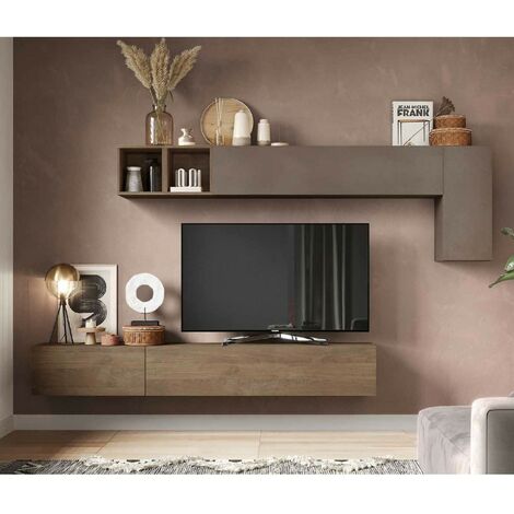 Parete attrezzata soggiorno L 276x180x30 comp 41 - Infinity BRONZO / MERCURE