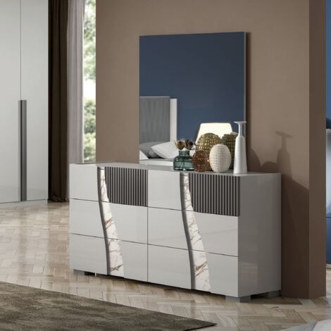 Comò 6 cassetti grigio laccato lucido L 159 - Onda