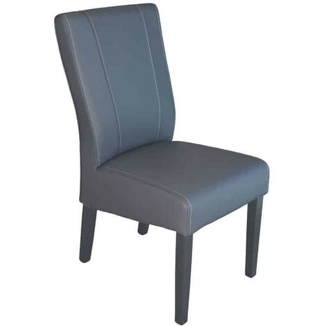 Sedia ecopelle grigio con gambe legno - Set 2 sedie Lucca