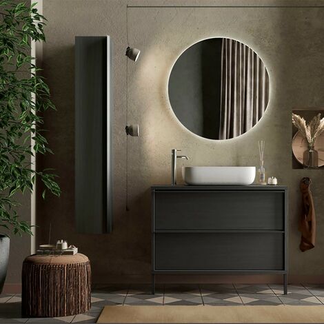 Mobile Bagno a Terra Nero Frassinato - Steel L. 92 x H. 63,5 x P 43 cm