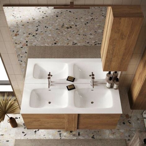 Mobile bagno in legno massello in stile industrial design cm 140 x 45 x 80
