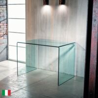 Scrivania in Vetro Curvato Trasparente L 100/125 Made in Italy - Scrivano Scrivano 100