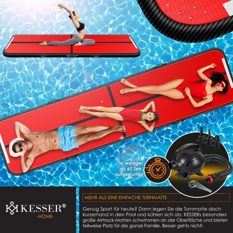 Tapis Gonflable Airtrack Nordic Deluxe 20cm Épaisseur - Pour Gymnastique, Yoga, Fitness - Pompe Incluse