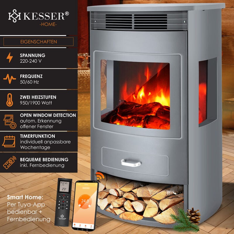 Chauffage électrique de cheminée, foyer de chauffage d'appoint 1000w avec  le chauffage de cheminée portatif de flamme réaliste pour le décor de Noël  de bureau à domicile
