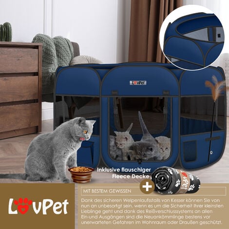 Lovpet® Parc pour Chiots Parc pour Animaux Pliable pour Petits Animaux  Chiens, Chats INCL. gamelle pour Chien Parc pour Chiens Tissu Oxford  Système de